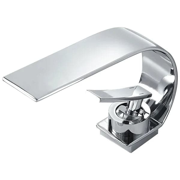 Single Handle Waterfall Arc Bathroom Sink Faucet Chrome Solid Brass