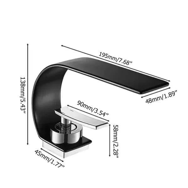 Single Handle Waterfall Arc Bathroom Sink Faucet Chrome Solid Brass