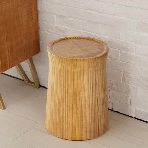 Small Cottage Round Wood Side Table Tray Top in Beige End Table