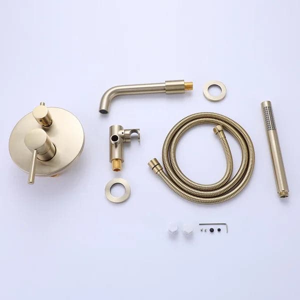 Modern Single Handle Wall-Mount Swivel Tub Filler Faucet with Handshower Brass