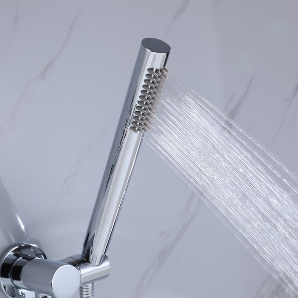 Modern Wall-Mount Swivel Bathtub Filler Faucet with Handshower in Polished Chrome