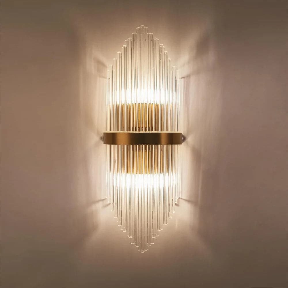 2-Light Gold Glass Wall Sconce Metal Vanity Wall Light for Bathroom