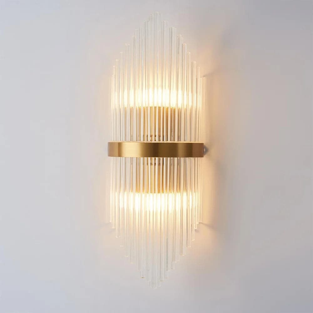 2-Light Gold Glass Wall Sconce Metal Vanity Wall Light for Bathroom