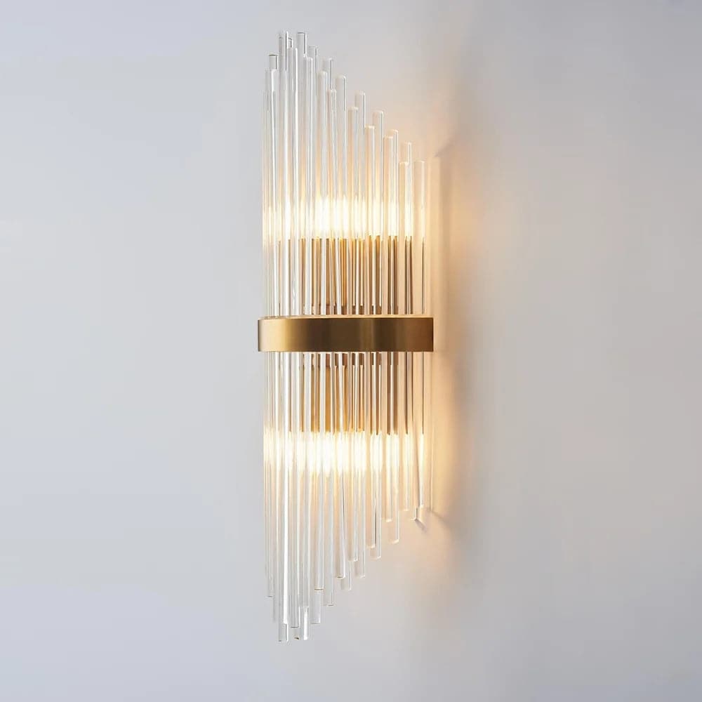 2-Light Gold Glass Wall Sconce Metal Vanity Wall Light for Bathroom