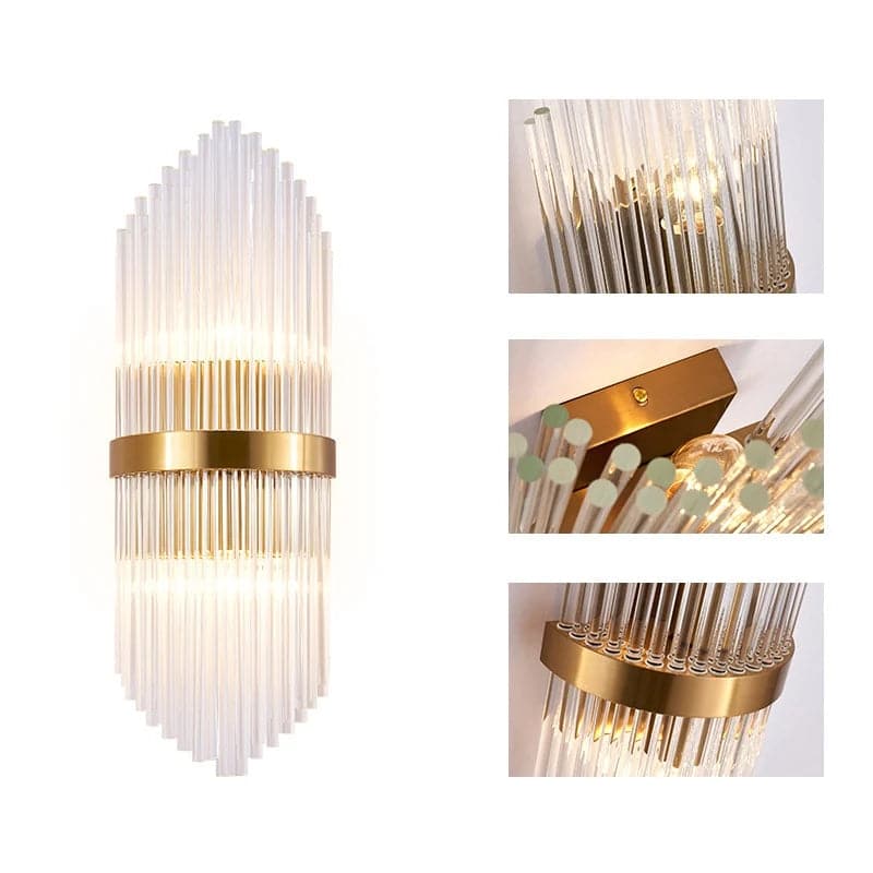 2-Light Gold Glass Wall Sconce Metal Vanity Wall Light for Bathroom