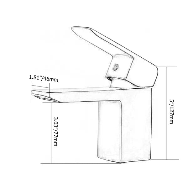 Robinet de lavabo de salle de bain cascade à 1 poignée et monotrou élégant et minimaliste en noir mat