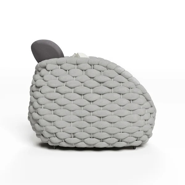 Modern Outdoor Chair Woven Textilene Rope Armchair with Removable Cushion in Gray/Black#Gray-S