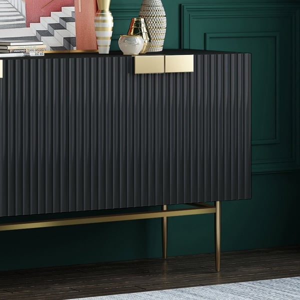 59 Inches Black Sideboard Buffet with Doors Accent Cabinet with Storage 4 doors