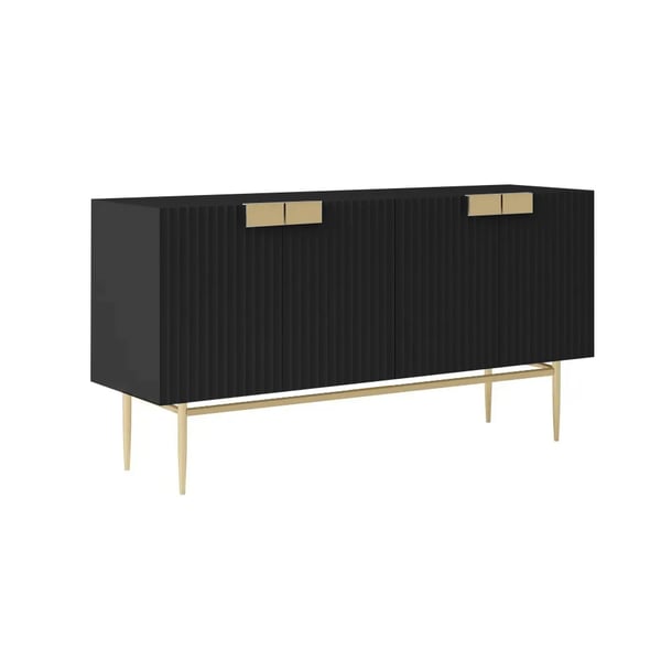 59 Inches Black Sideboard Buffet with Doors Accent Cabinet with Storage 4 doors