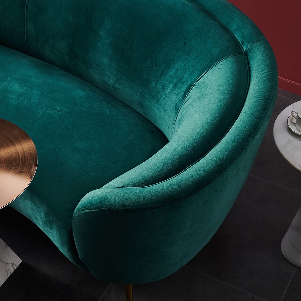 Velly Modern 92" Deep Green Velvet Sofa with Metal Legs