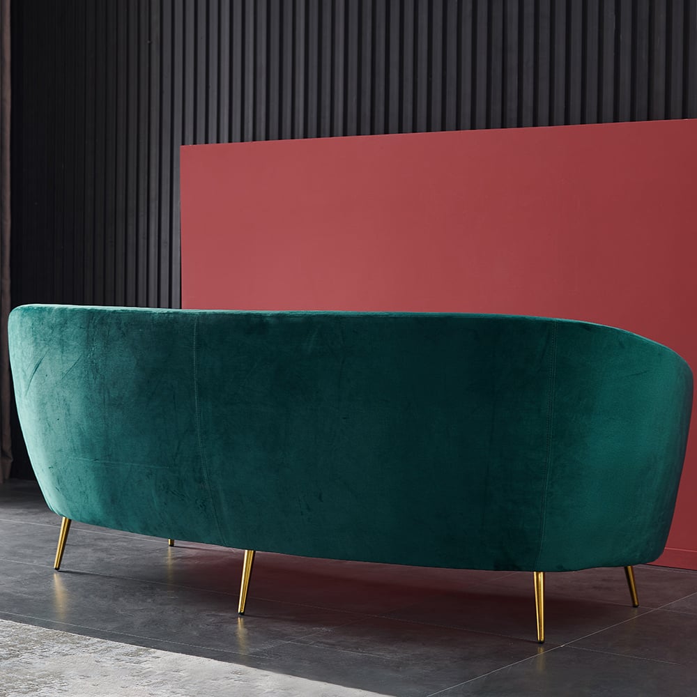 Velly Modern 92" Deep Green Velvet Sofa with Metal Legs