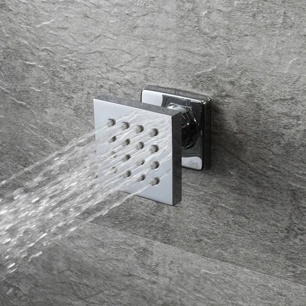 Wall-Mounted 16 Inches Shower System in Polished Chrome 4 Function Thermostatic