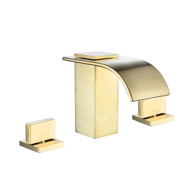 Waterfall Double Handle Widespread Sink Faucet Solid Brass for Bathroom