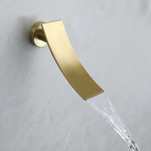 Ensemble de robinets de douche à bec de baignoire cascade avec pomme de douche à effet de pluie, montage mural en or brossé
