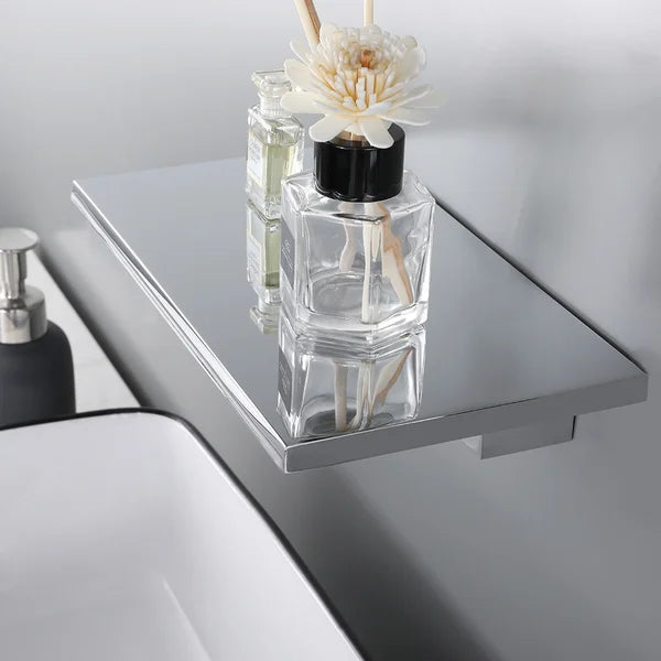 Waterfall Wall Mount Chrome Single Handle Bathroom Sink Faucet Solid Brass