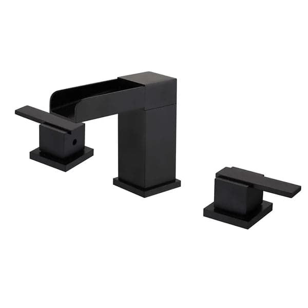 Waterfall Widespread Double Handle Right-Angled Bathroom Sink Faucet Matte Black