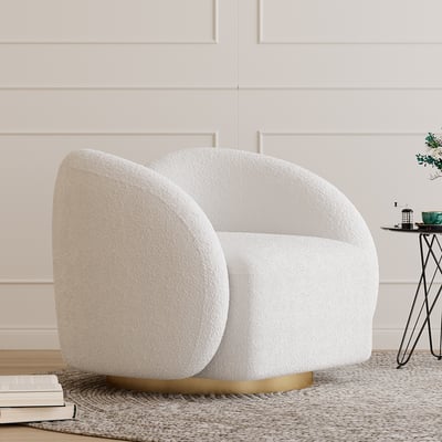 Chaise d'appoint pivotante blanche moderne, chaise longue Cloud Boucle