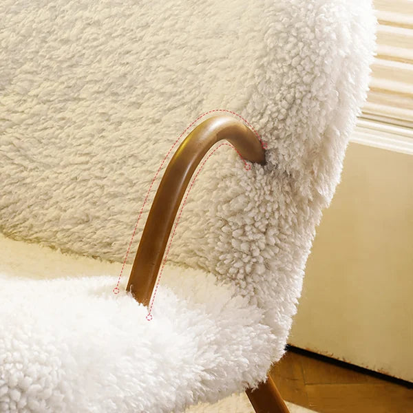 Chaise à bascule rembourrée en boucle blanche, chaise d'appoint en bois massif en noyer