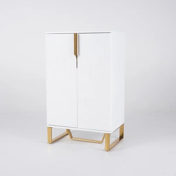 White Modern Shoe Cabinet with Doors Entryway Cabinet for Shoes