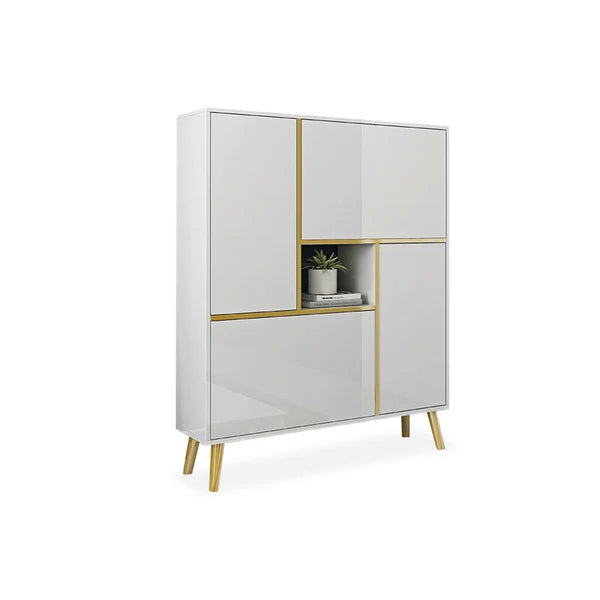 Armoire de rangement pour chaussures moderne blanche, 17 paires, 2 portes, avec étagères et tiroirs escamotables