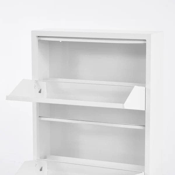 White Narrow Shoe Storage Cabinet Wall Mounted in Small