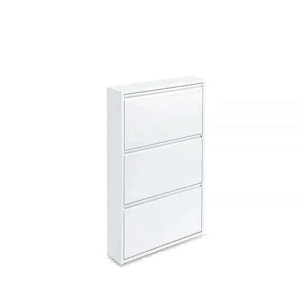 White Narrow Shoe Storage Cabinet Wall Mounted in Small