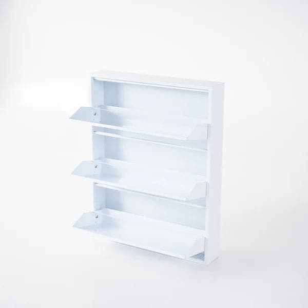 White Narrow Shoe Storage Cabinet Wall Mounted in Large