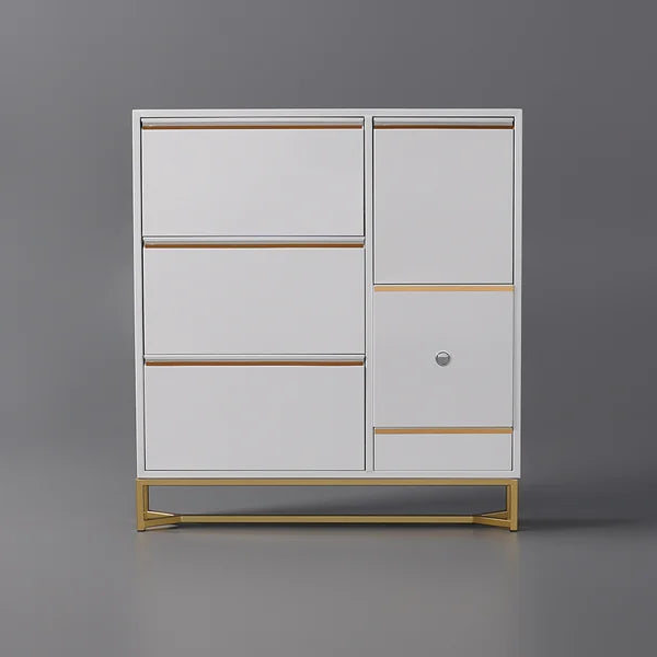 Armoire de rangement pour chaussures étroite blanche avec banc, 14 paires, 5,9 po de profondeur, autoportante