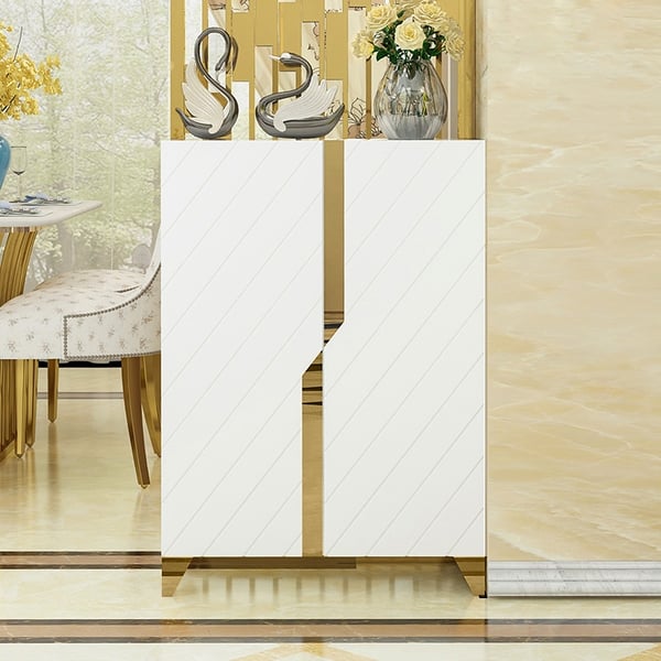 White Shoe Storage Cabinet 5 Shelves Entryway Shoe Storage for 20 Pairs Shoes