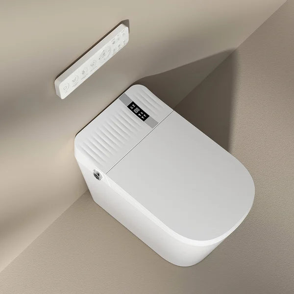 Toilettes intelligentes monobloc blanches avec couvercle automatique intelligent et télécommande