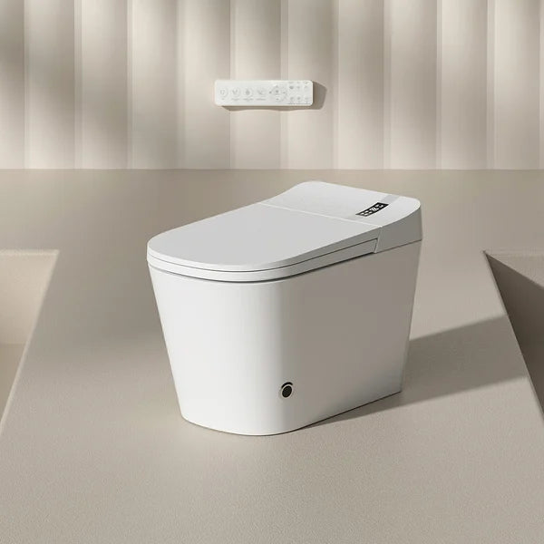 Toilettes intelligentes monobloc blanches avec couvercle automatique intelligent et télécommande