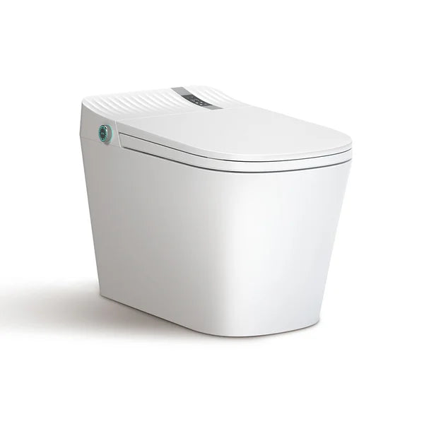 White Smart Toilet One-Piece Square with Intelligent Automatic Cover and Remote Control