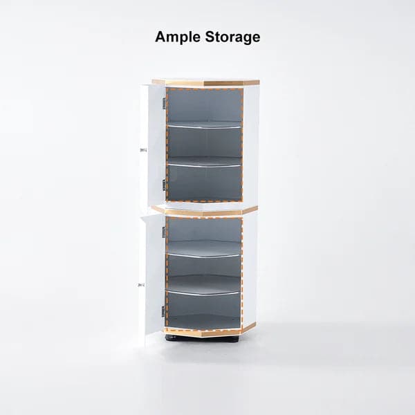 White Swivel Shoe Cabinet with Doors 2-Tier Modern Entryway Shoe Storage Cabinet Medium