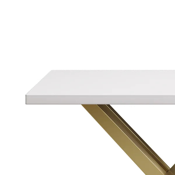 Black/White & Gold Narrow Console Table Accent Table For Entryway X Base & Metal in Small#White-S