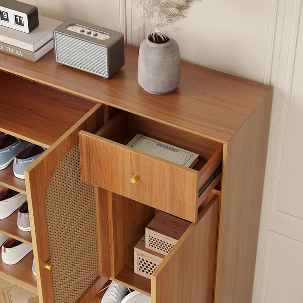 Armoire de rangement de chaussures en bois avec 3 portes et tiroir, placard d'entrée, rangement de chaussures