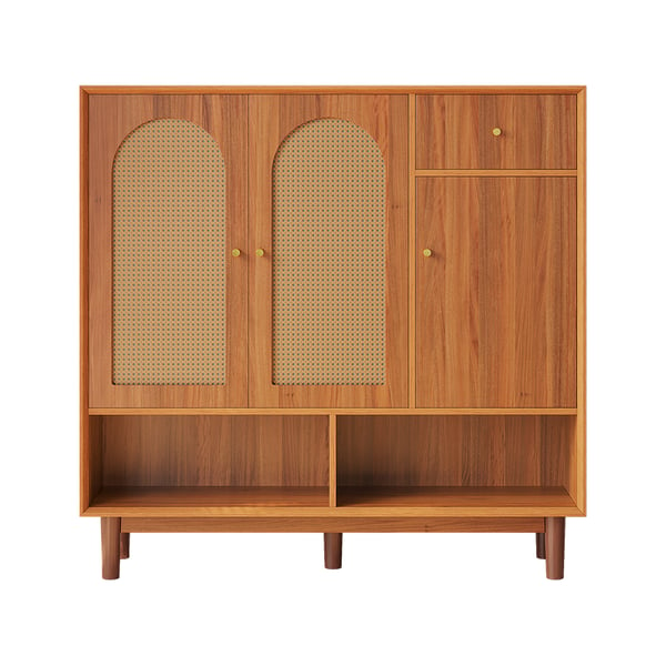 Wooden Shoe Storage Cabinet with 3 Doors & Drawer Entryway Closet Shoe Storage