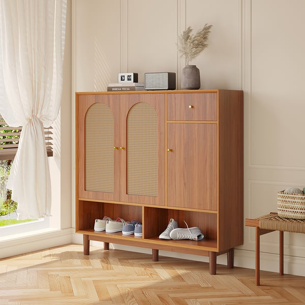 Armoire de rangement de chaussures en bois avec 3 portes et tiroir, placard d'entrée, rangement de chaussures