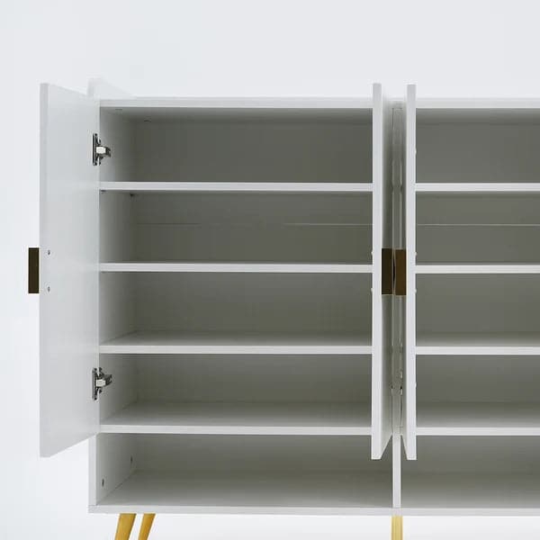 Nordic White Shoe Cabinet 10 Shelves Entryway Shoe Cabinet