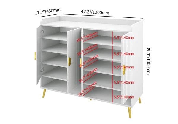 Nordic White Shoe Cabinet 10 Shelves Entryway Shoe Cabinet