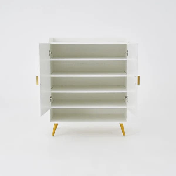 Nordic White Shoe Cabinet 5 Shelves Entryway Shoe Cabinet