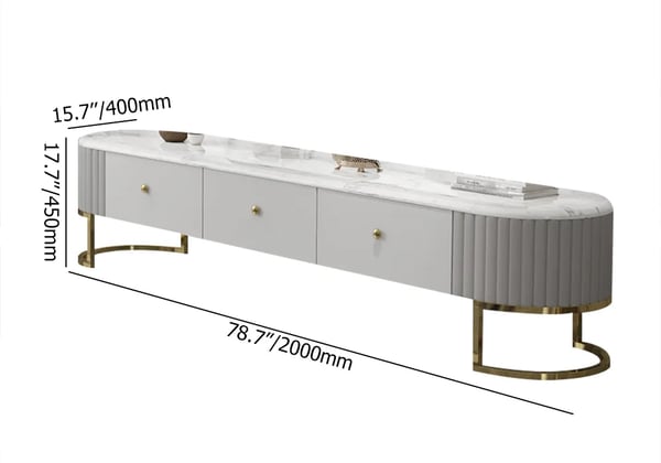 Ensemble table basse et meuble TV modernes en pierre frittée blanche, console multimédia, ensemble de 2