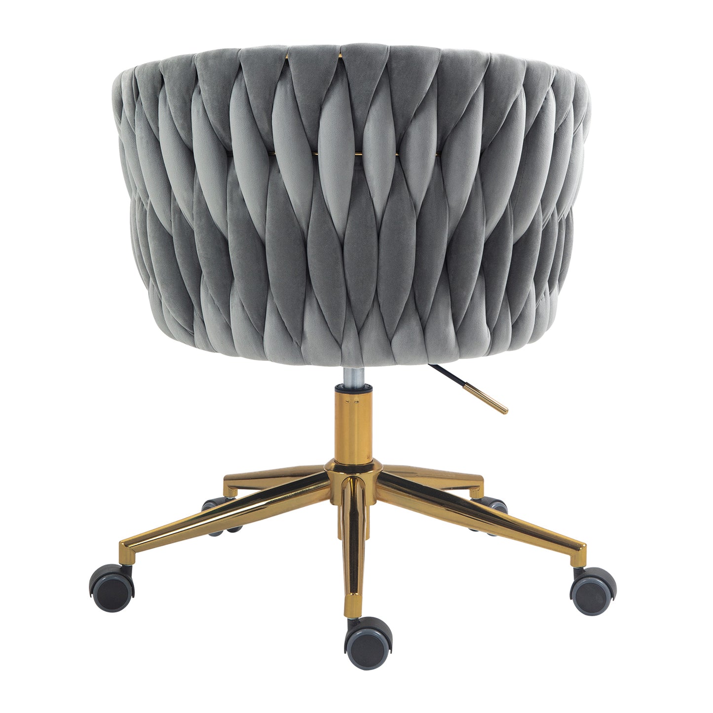 Design moderne, le dossier est une chaise de bureau tissée à la main, des chaises de coiffeuse avec roulettes, réglable en hauteur, pivotant à 360° pour la chambre à coucher, le salon (GRIS)