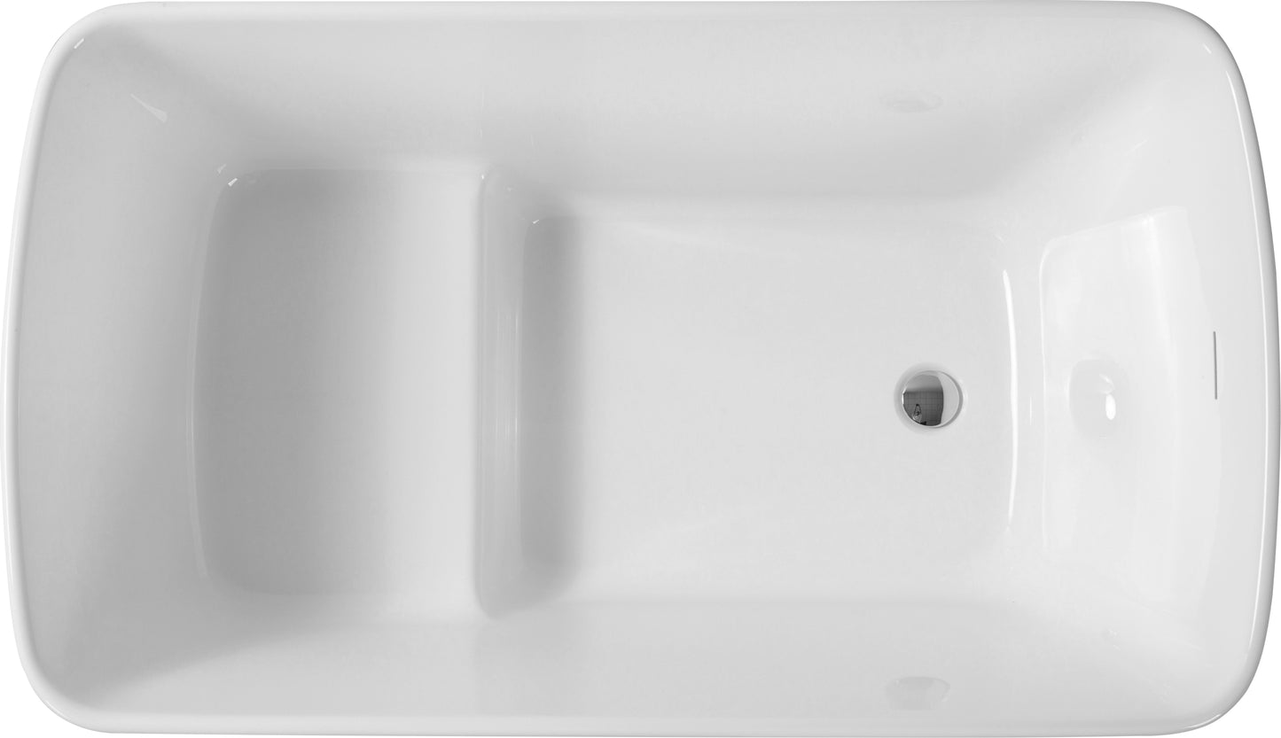 49'' Acrylic Freestanding Soaking Bathtub, Square-shape Japanese Soaking Hot Tub, Sit-In Design with Chrome Overflow and Drain for Express Delivery, Glossy White 23AMAZING-49 (W1920P179228)