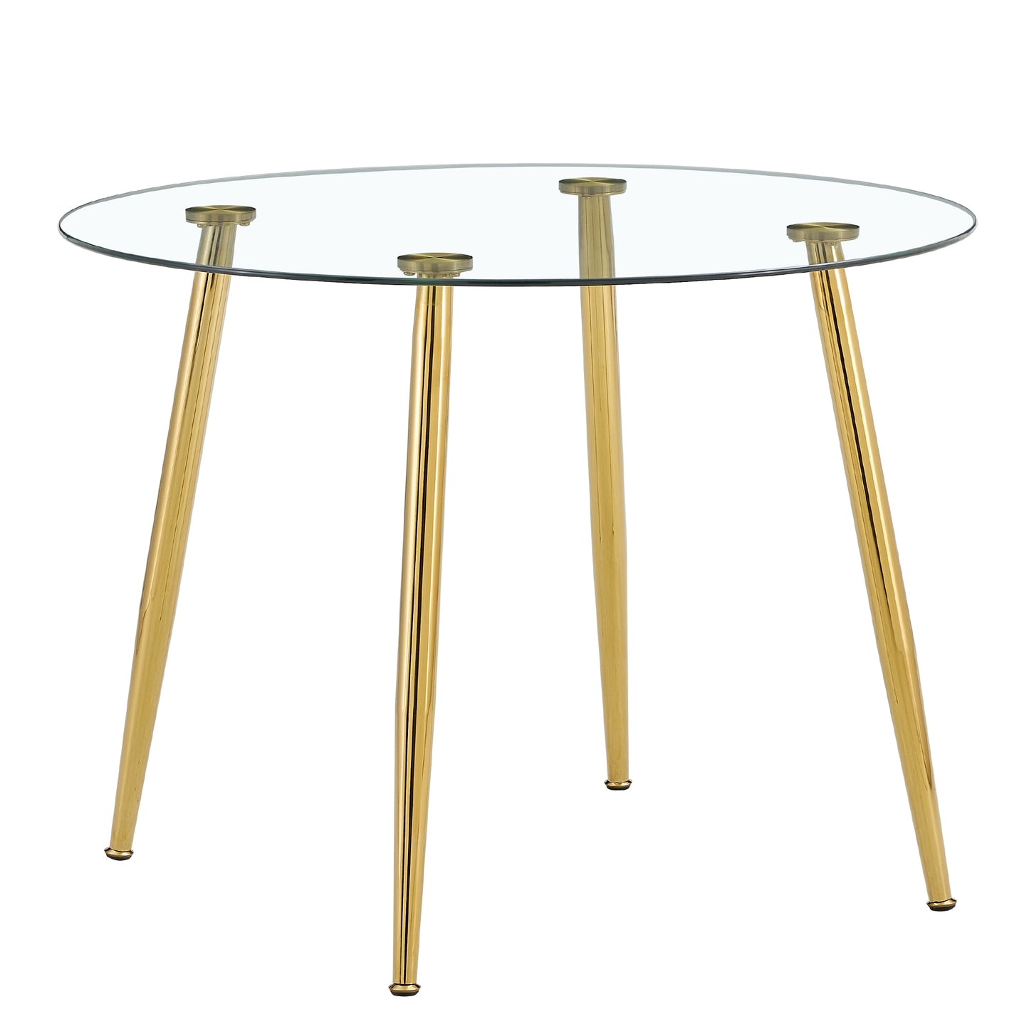 Elegant 40-Inch Round Glass Dining Table with Gold Plated Legs - Modern Minimalist Design