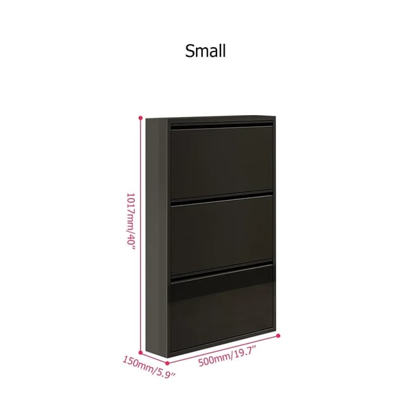 Black Narrow Shoe Storage Cabinet Wall Mounted in Small