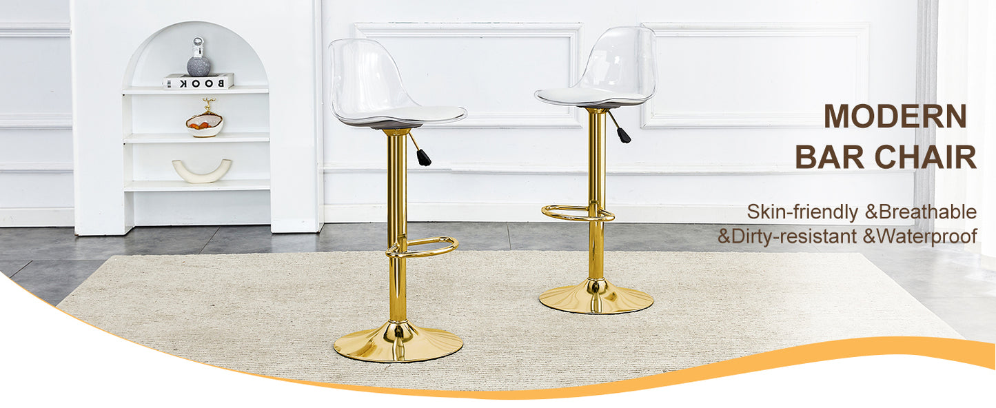 Modern minimalist bar chairs and bar stools. Can rotate 360 ° and adjust lifting. PET backrest and PU seats. Set of 2. Suitable for bars, restaurants, and front desk cashiers.