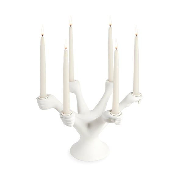 Postmodern 6 Arm Large White Ceramic Candelabra Candle Holder Creative Torchbearer Decor