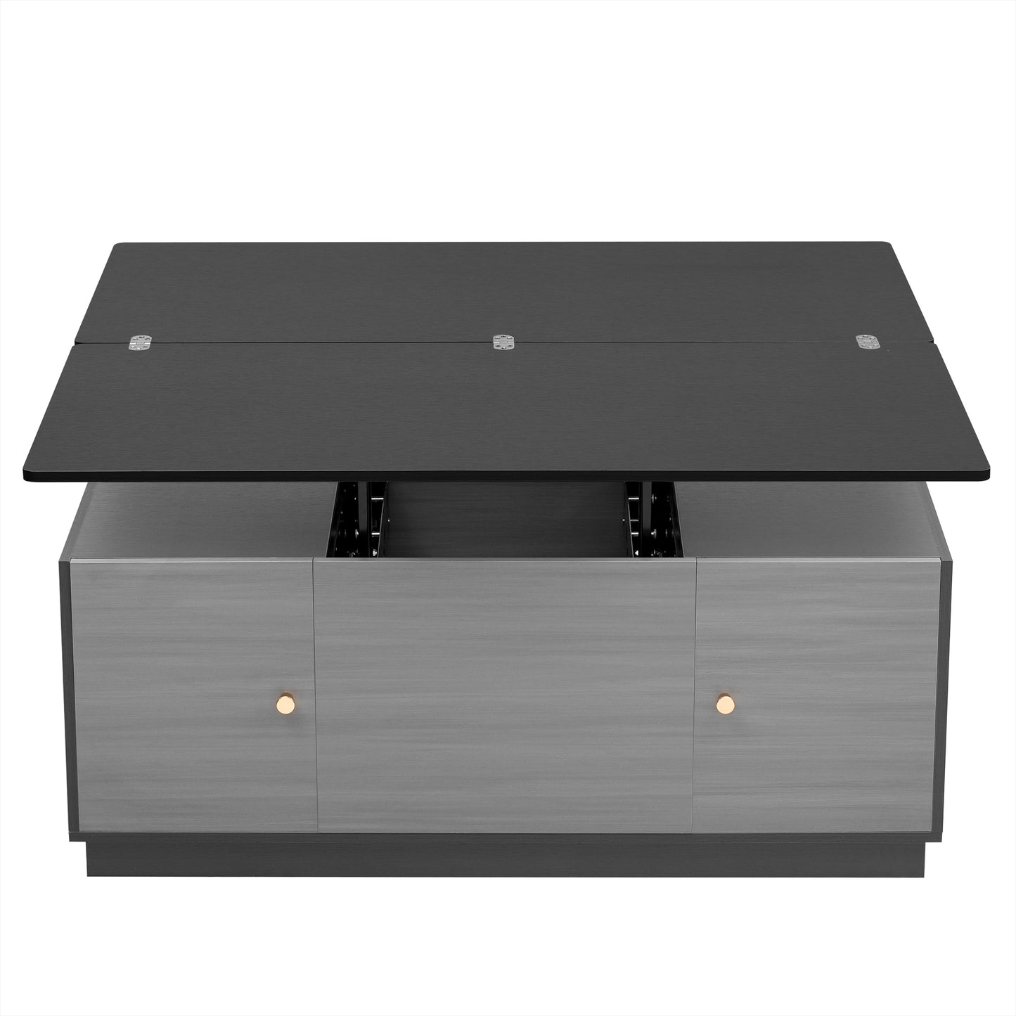 Modern Gray Multi-functional Rectangle Lift-top Coffee Table Extendable with Storage