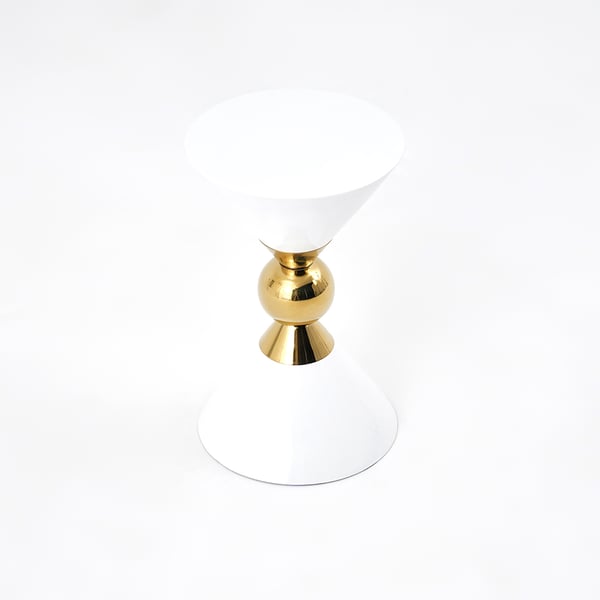 Modern Round White End Table of Hourglass Fiberglass