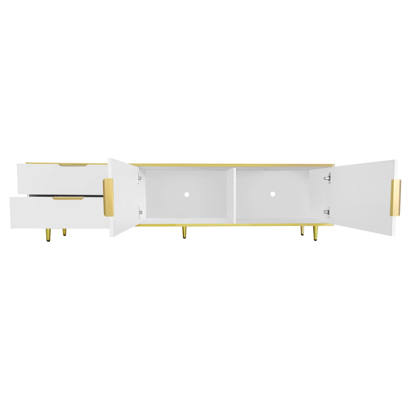 U-Can Modern TV Stand for 65+ Inch TV, Entertainment Center TV Media Console Table,with 2 Drawers and 2 Cabinets, TV Console Cabinet Furniture for Living Room